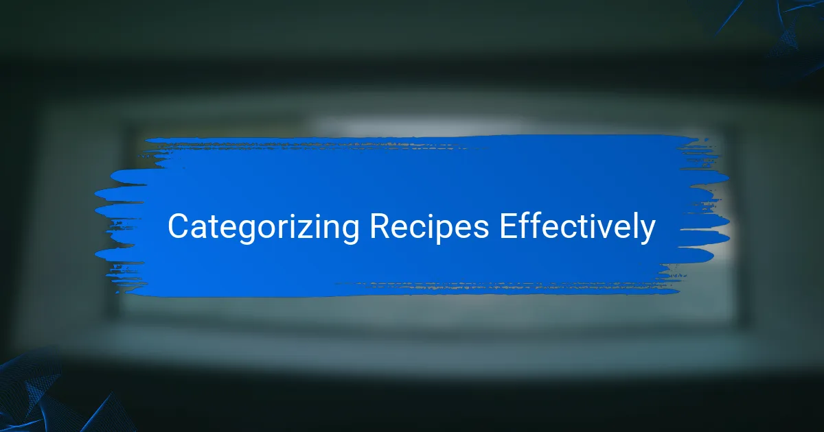 Categorizing Recipes Effectively