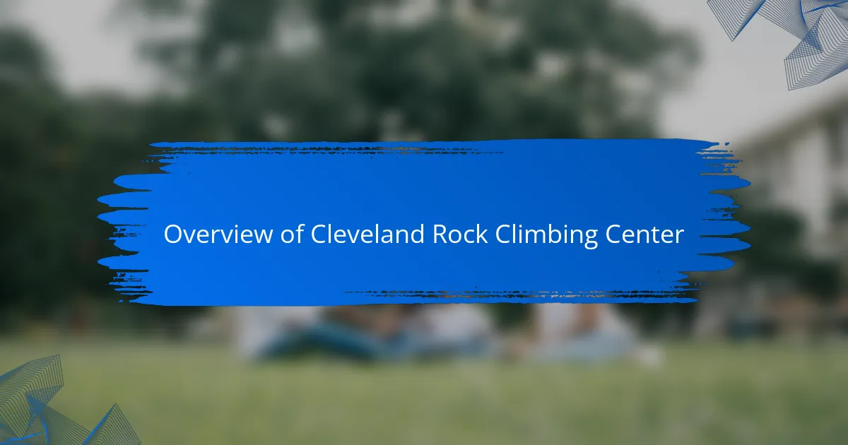 Overview of Cleveland Rock Climbing Center