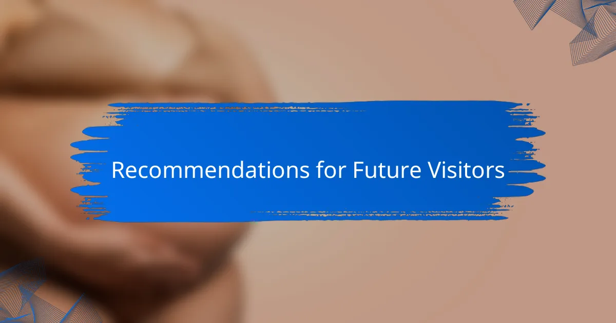 Recommendations for Future Visitors